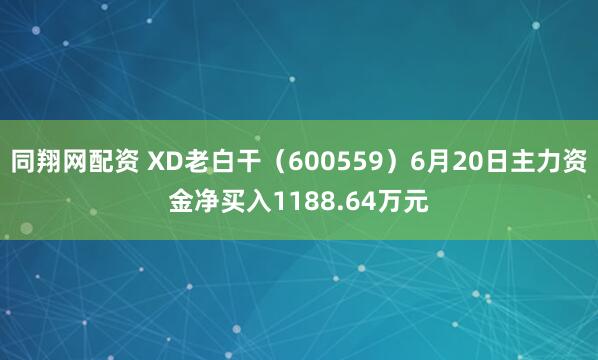 同翔网配资 XD老白干（600559）6月20日主力资金净买入1188.64万元